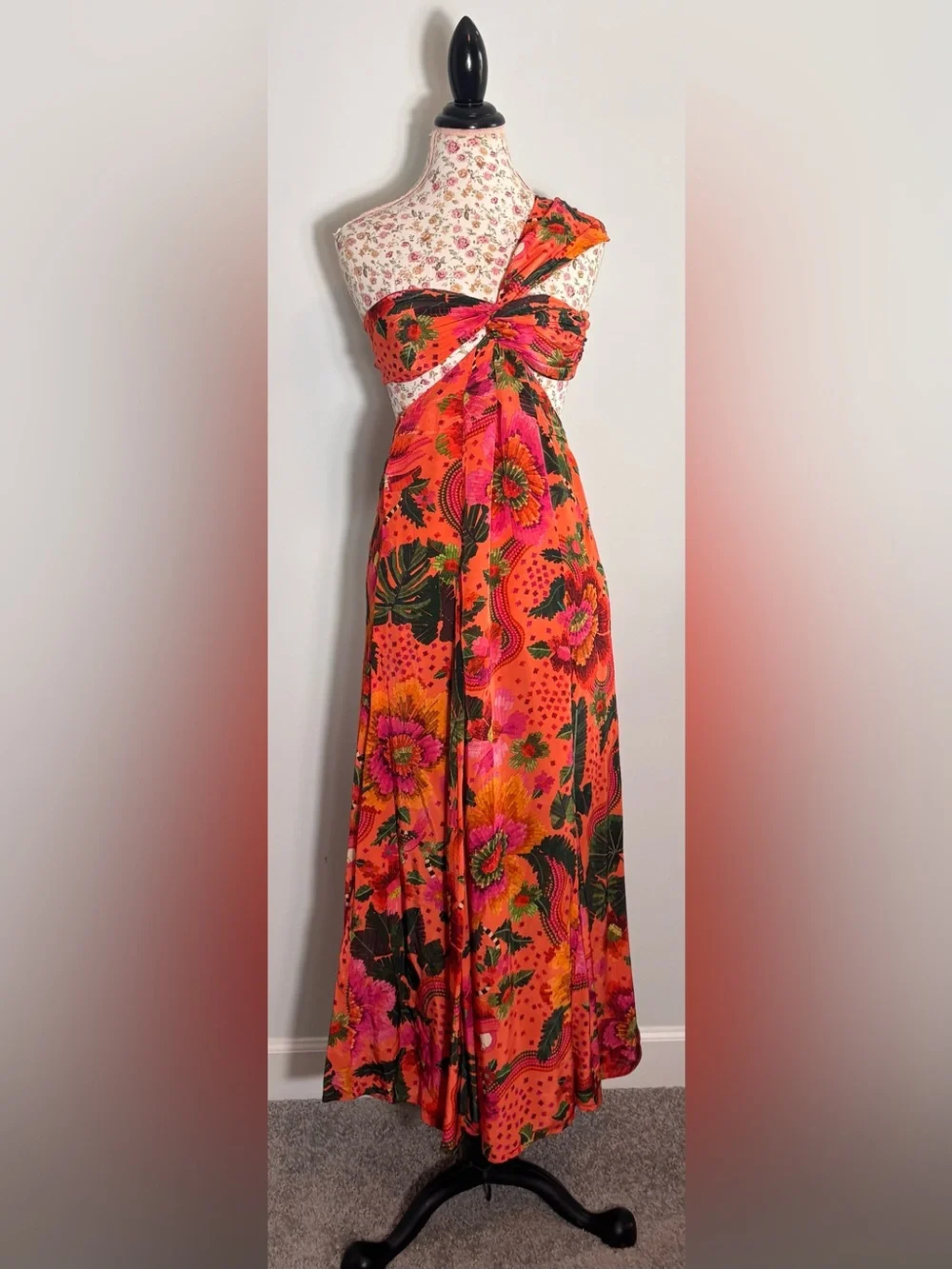 Farm Rio Blooming Garden One Shoulder Maxi Dress Size Medium - Picture 4 of 10